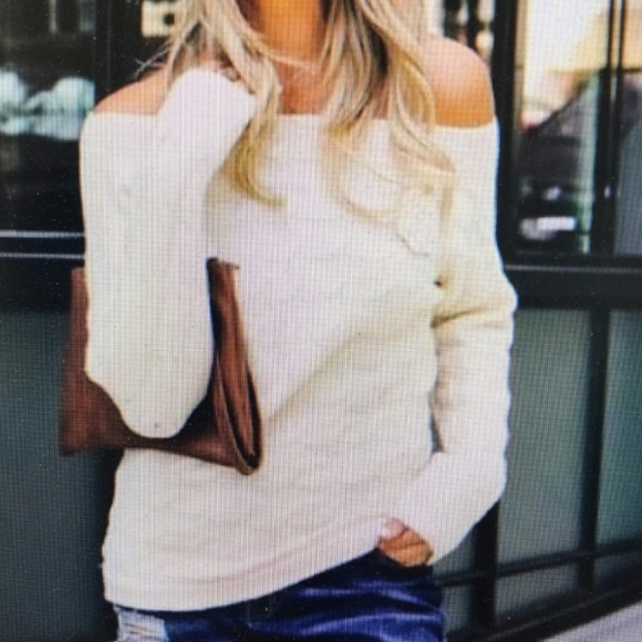 sale-Boho slouchy off the shoulder Sweater - Picture 2 of 2
